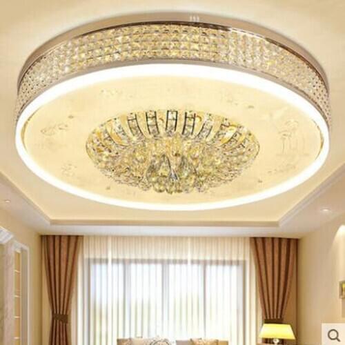 Golden European atmosphere living room crystal lamp round modern led ceiling lamps bedroom study restaurant lighting fixture led
