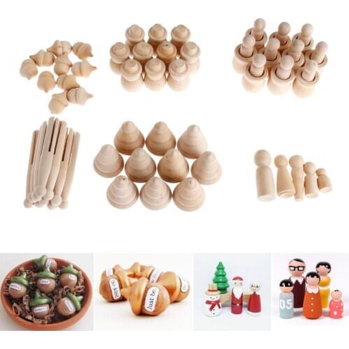 10/5pcs/set Unfinished Wood Crafts Wooden Peg Dolls Toys DIY Art Craft Wedding Party Accessory Gift Party Home Decor Decorations