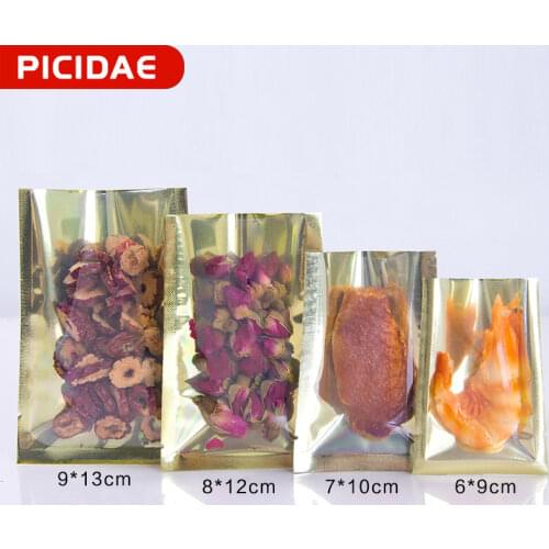 Inner Gold Translucent Aluminized Foil Pocket Heat Seal Packing Bag Electronic Accessories Food Nut Snack Accessories Tea Powder
