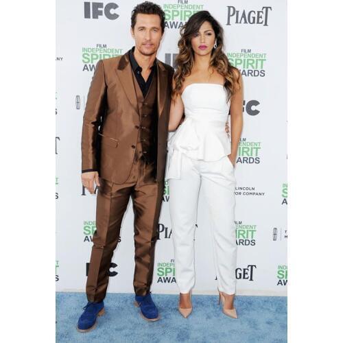 2017 Latest Coat Pant Designs Brown Satin Men Suit Slim Fit 3 Piece Tuxedo Prom Blazer Custom Groom Party Suits Terno Masculino