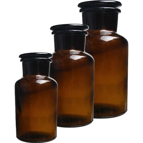 30/60/125/250/500ml Brown Wide-Mouth Reagent Bottle Refillable Bottle Storage Bottles Storage Jar Lab Supplies