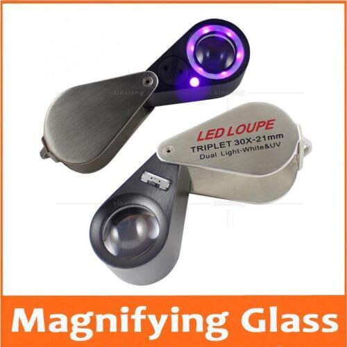 30 times 21mm Lens Glass antique gem appreciation magnifying glass 6 ring LED lights 7 check lights jewelry Magnifier Loupa