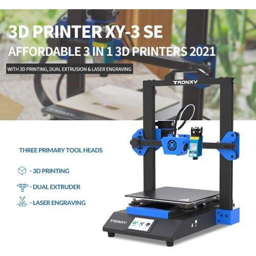 Tronxy XY-3 SE 2 in 1 3 in 1 or Laser Engraving 3D Printer Silent Fast Assembly Double Z Motor Glass Plate 255*255 printer