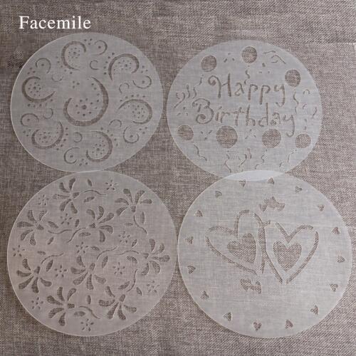 4PCS Rose Flowers sweet Heart Spray Stencils Birthday Cake DIY Mold Dessert Decorating Bread Gift 02005
