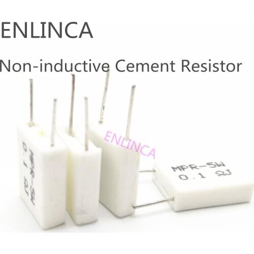 5pcs 5W 0.1 0.15 0.22 0.25 0.33 0.5 ohm Non-inductive Cement Resistor 5% 0.1R 0.15R 0.22R 0.25R 0.33R 0.5R