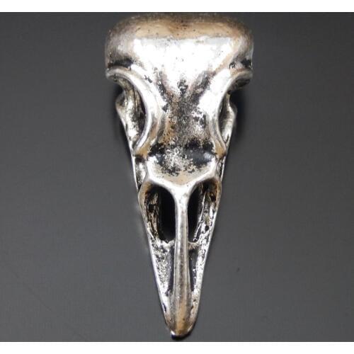 7pcs/pack Silver Color Scary Head Alloy Skull Necklace Charms Pendant Man Halloween Jewelry Making Craft 32*14*10mm 50325