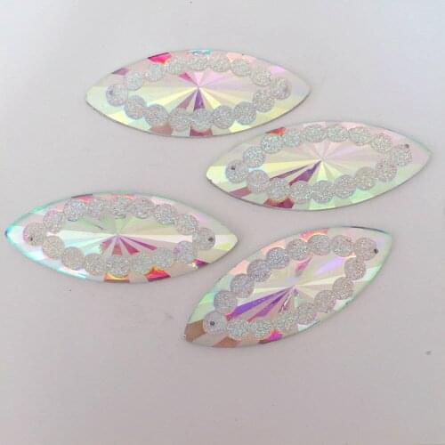 8PCS 20mm*50mm AB Resin Shiny Horse eye Flatback Rhinestone Scrapbook DIY Wedding Appliques 2 Hole Ornament Craft SK782