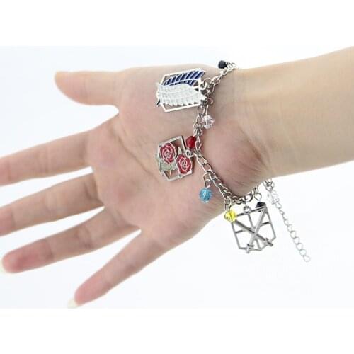 Anime Attack On Titan Charm Bracelet Shingeki No Kyojin Bangle Bracelets Wings Cosplay Wristband Bangles Wristlet