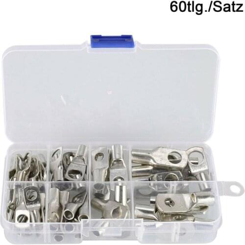 60/140/220CPS Assortment Car Auto Copper Ring Terminal Wire Crimp Connector Bare Cable Battery Terminals Soldered Connectors Kit