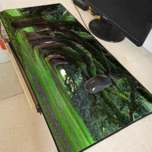 Old Growth Row Of Trees Large Gaming Mouse Pad Lock Edge Game Mat For Laptop Keyboard Desk PC Notebook
