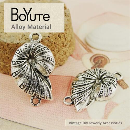 BoYuTe (40 Pieces/Lot) 17*27MM Vintage Style Antique Silver Plated Conch Connectors Jewelry Accessories Parts Wholesale