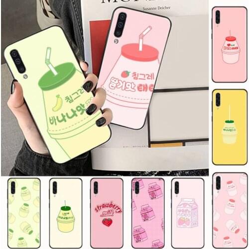 0 Cute Strawberry Milk Pattern Phone Case For Samsung A40 A31 A50 A51 A71 A20E A20S S8 S9 S10 S20 Plus note 20 ultra