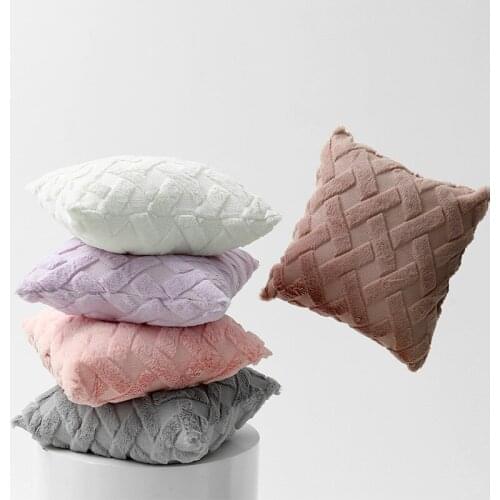 Double-sided cross-plaid plus plus thick plush pillowcase modern home life decoration sofa waist pillow cushion cover