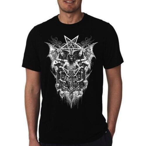 T shirt goat skull satanic esoteric pentacle horror splatter devil satan lucifer wicca porno fetish 100% cotton made in italy