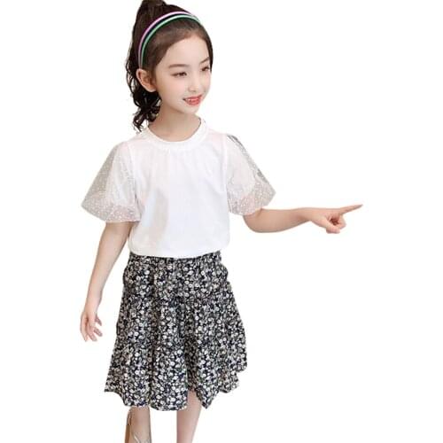 Clothes For Girls Tshirt Floral Skirt Girls Clothing 2021 Kids Girls Clothes Summer Childrens Tracksuit 6 8 10 12 14
