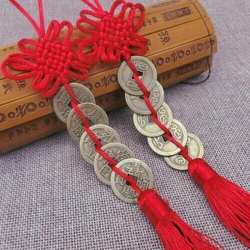 Hot Sale 1PCS Chinese Knots Feng Shui Wealth Success Copper Coins Tassel Craft Lucky Charm Car Gift Ornaments