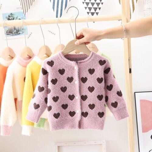 Fashion autumn infant baby girls fashion love cardigan kids toddler coat children cute knitted sweater