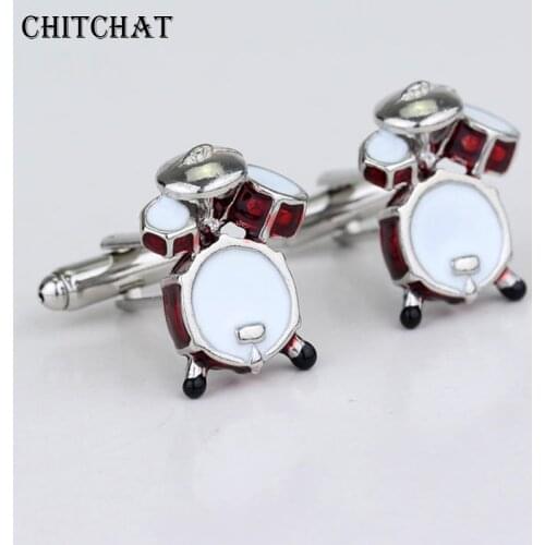 Musical Instruments Red Drums Kit Cufflinks For Mens Shirt Jewelry Fashion Music Twins Cufflinks Buttons Gifts