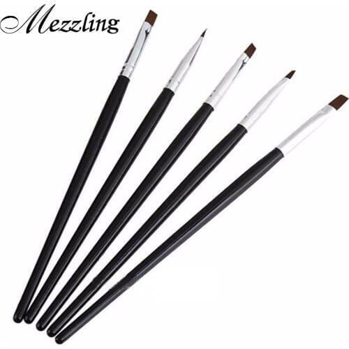 5pcs/set Acrylic UV Gel French Nail Art Design Kit Liner Painting Dotting Flat Brushes Pen Builder Nail Tools