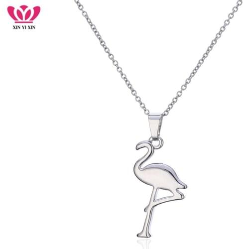 New Fashion Charm Cute Flamingo Pendant Necklaces For Women Color High Duty Alloy Simple Animal Choker Necklaces Jewery Gift