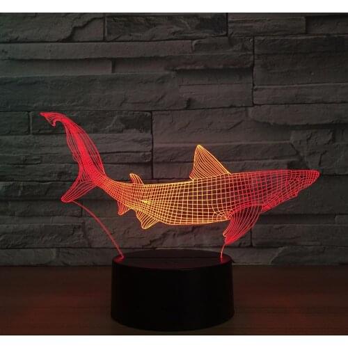 New Shark 3D LED Fishing Tools Within Fish Table Lamp Home Decor Party 7 Colors Changing Night Light Bedside Sleep Decor Light