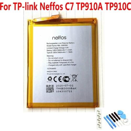 NEW Original 3000mAh NBL-35B3000 battery For TP-link Neffos C7 TP910A TP910C Mobile phone