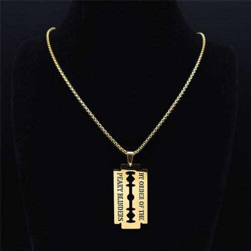 Gold Color Razor Necklace Fashion Stainless Steel Jewelry Hip Hop Hollow BY ORDER OF THE PEAKY BLINDERS Pendant Necklaces NEW