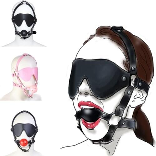 Couple Silicone Gag Ball BDSM Bondage Restraints Open Mouth Breathable Sex Ball Head Harness Strap Gag Blindfold Exotic Sex Toys
