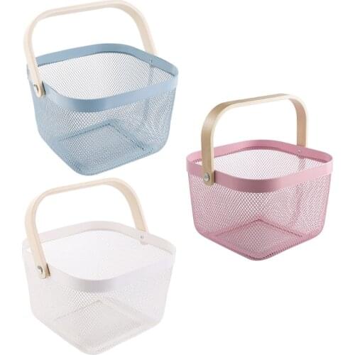 Plastic Folding Shopping Basket Picnic Basket Food Snacks Fruit Vegetable Foldable Grocery Storage Organizer