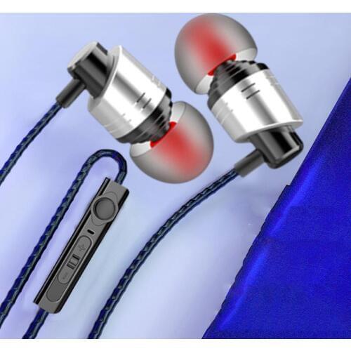 Portable 3.5mm Braided Bass Stereo Sound Music Earphones In-Ear Wired Sports Earpiece With Microphone