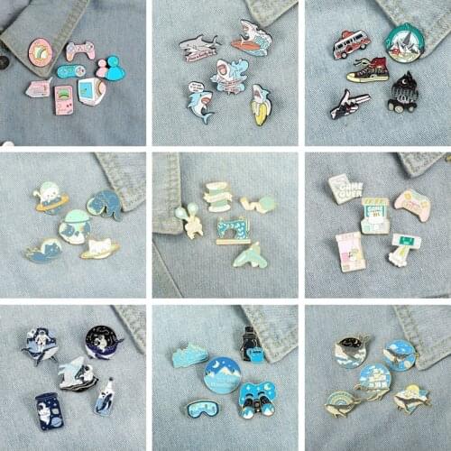 Outdoors Adventure Enamel Pins Game Machine Sewing Machine Camera Travel Brooches Explore Mountain Camping Explore Nature Badges