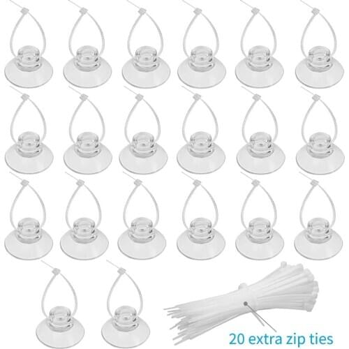 20 Pack Suction Cups with Pieces Adjustable Zip Ties for Aquarium Fish Tank Binding Moss Shrimp Dodging Nest