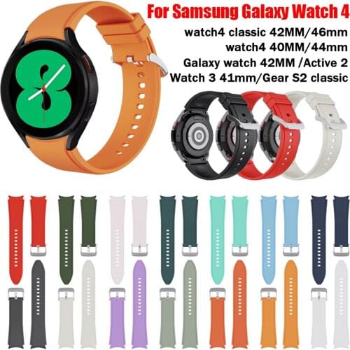 20mm Silicone Watch Band for Samsung Galaxy Watch4 40/44mm Soft Sport Watch Strap for Samsung watch 4 classic 42MM/46mm Active 2