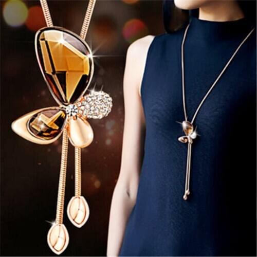 Retro Crystal Butterfly Pendant 925 silver Necklace Fashion Sweater Chain Jewellery Handmade Lucky Amulet Gifts for Her Woman