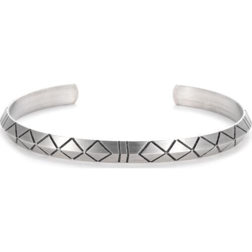 Retro Vintage Viking Cuff Titanium Steel Bracelet For Women Men Silver Open Classic Cuff Bracelets Bangles Unisex Jewelry SS-104