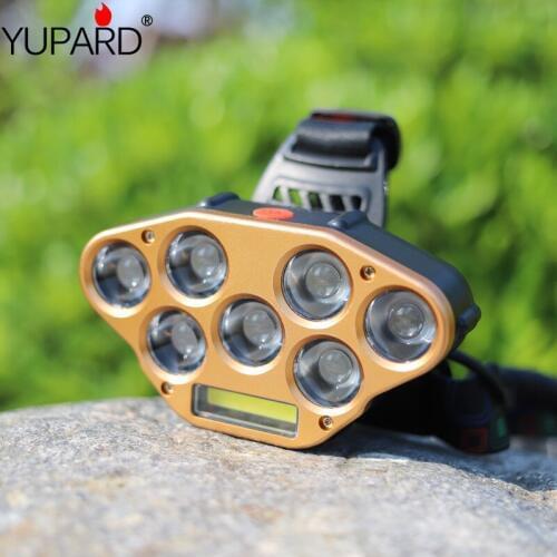Most Powerful COB LED Headlight headlamp 7 LED Head Lamp Power Flashlight Torch head light 18650 battery For Camping fishing