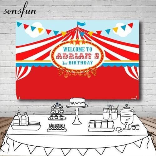 Sensfun Carnival Circus Party Photography Backdrop Bunting 1st Birthday Party Backgrounds Photocall Vinyl Polyester 7x5ft