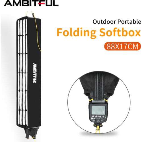 AMBITFUL 88*17*17cm Collapsible Inner Silver Softbox Honeycomb Grid Flash Strip Diffuser with Storage Bag for Speedlite Flash