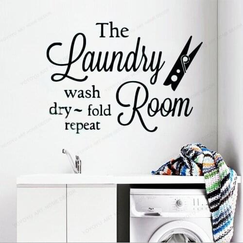 Modern Laundry Room Wall Sticker fold wash dry repeat Modern Fashion Wall StickerHJ31
