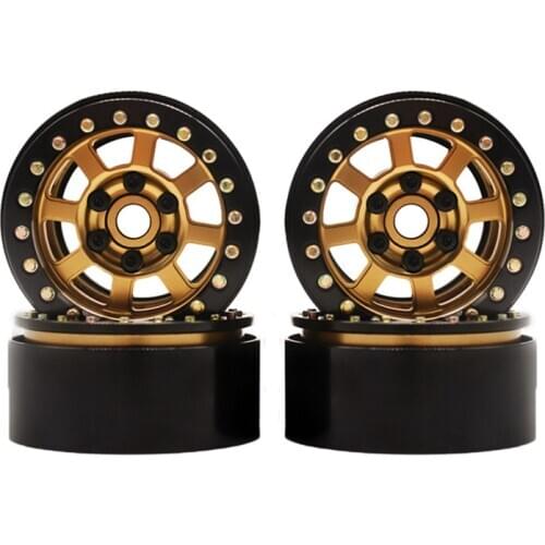 4PCS Metal Alloy Gold 1.9 Wheel Rim Wheel Hub for 1/10 RC Crawler Car Axial SCX10 90046 D90 TF2