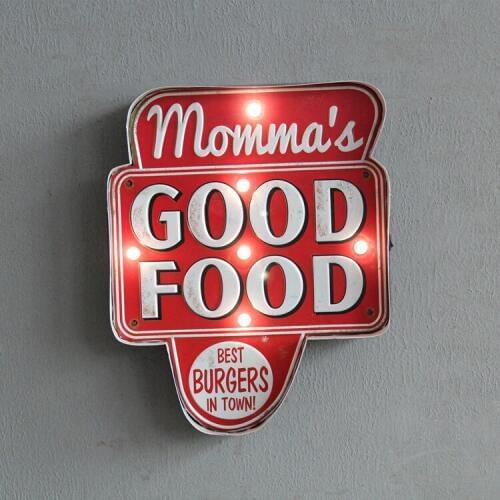 Mycyk LED Lights "GOOD FOOD" Loft American Retro Iron Wall Decoration Motto Wall Decor CoffeeShop Bar Home Personalized LED Lamp