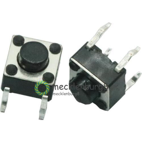 100 Pcs Tactile Switch Tact 6 X 6 X 5 Mm 4-pin Dip-micros Feet Of Vertical Copper Power Switch Button