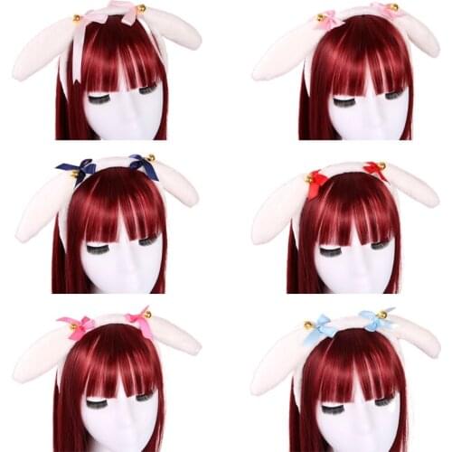 Unisex Lovely Animal Ears Headbands Cloth Hairhoop Headwear Hair Costume Accessories with Bowknot for Cosplay Party Club