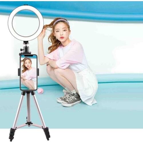 Gosear 360 Degree Rotatable LED Ring Right Light Tripod Phone Holder Stand for iPhone XS Max Galaxy S10 Plus for Video Makeup