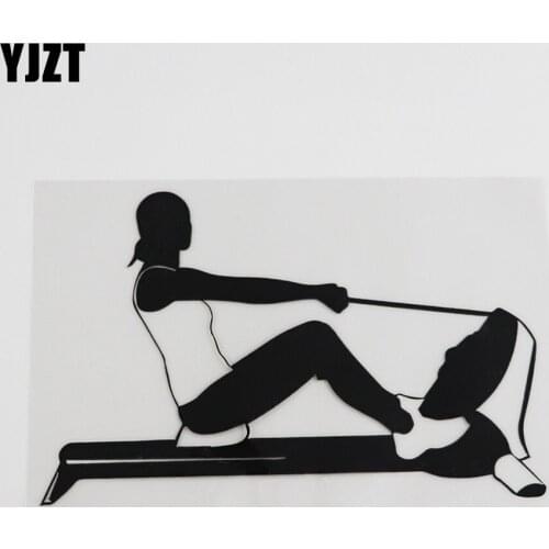 YJZT 16.3CMX10.4CM Rowing Sports Girl Fitness Healthy Lifestyle Vinyl Car Sticker Black/Silver 8A-0374