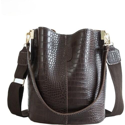 Ansloth Crocodile Crossbody Bag For Women Shoulder Bag Brand Designer Women Bags Luxury PU Leather Bag Bucket Bag Handbag HPS405