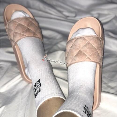 Ladies Fluffy Plush slippers Women shoes Outside shoes designer slippers women famous brands Comfortable Faux Fox fur Winter sli