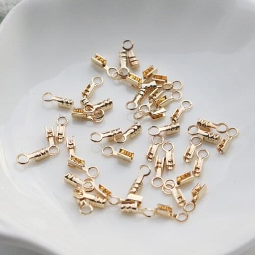 Vacuum plating gold Leather Rope Closure connection buckle end Chain clip clasps for making jewelry 1.8*3mm 10pcs