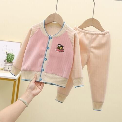 2020 Childrens Winter Suit Autumn Baby Boys Clothes For Newborns Add Velvet To Keep Warm Cartoon Cardigan Sports Suits 1-3 Age