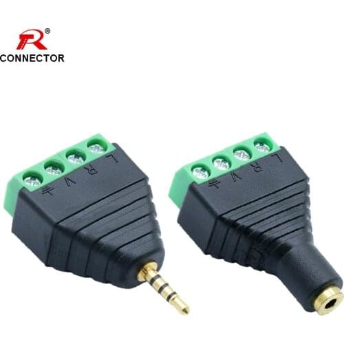 4PCS 4poles 2.5mm plug& Jack AV Balun Connector, 2.5mm plug & jack to AV Screw Terminals